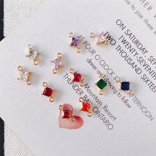 10pcs CZ Pave Rhombus Charm Connector,Cubic Zirconia Rhombus Pendant With 2 Loop