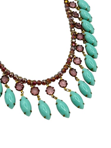 SERAFINA Anthropologie Purple Crystal Beads Dangle Turquoise Necklace - Picture 5 of 7