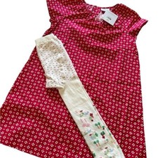 NWT Hanna Andersson dress with matching 3/4 tights sz 130
