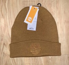 Timberland Men  s Cuffed Beanie Skull Cap Embroidered Logo Wheat NWT One Size Tan