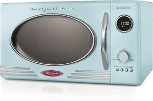 Nostalgia Four à micro-ondes de comptoir compact rétro 0.9 Cu. Ft. 800-Watts avec LED