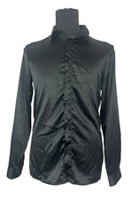 NEW Boohoo Man Long Sleeve Satin Slim Fit Shirt Sz M Black AFUPLAINSHIRT-1 Men’s