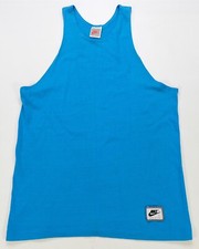 Rare Vintage NIKE Spell Out Swoosh Tank Top T Shirt 80s 90s Made In USA Blue L