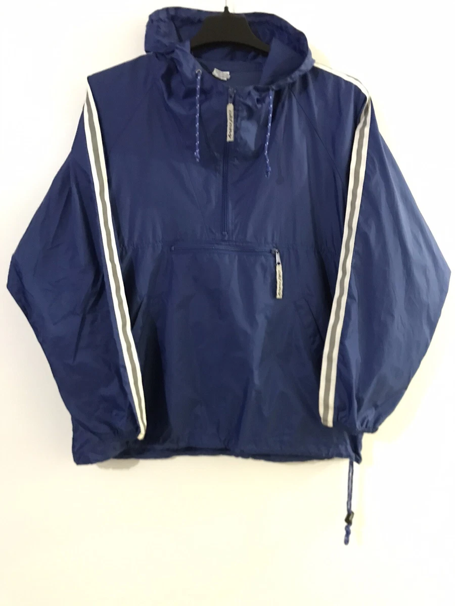 OLD NAVY Vintage 90's ANORAK Windbreaker Hoodie Pouch 3M/Blue Sz M