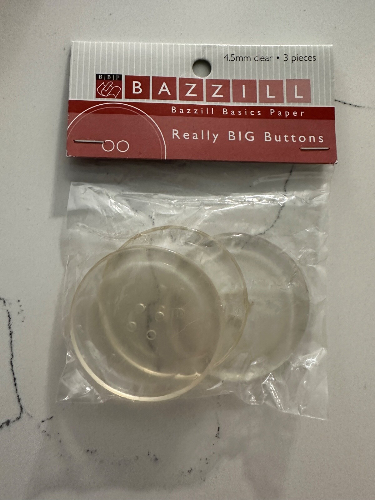 BBP Bazzill Basics Paper 4.5 Clear Really Big Buttons Pk 3  Scrapbooking Crafts