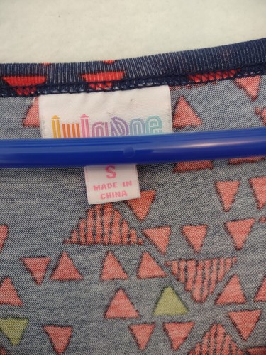 Lularoe Dress Nicole Small Red Blue Triangles Short Sleeve Pullover - Picture 2 of 8