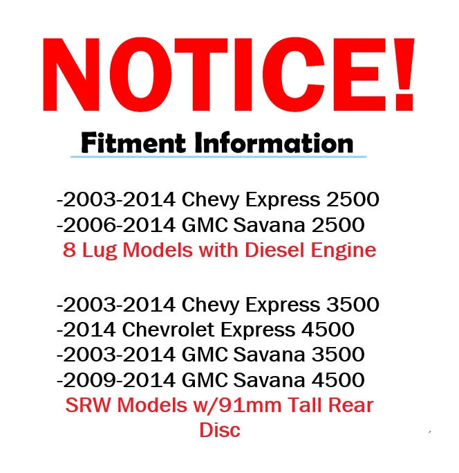 330mm Rear Brake Rotor Ceramic Pad for 2006 - 2019 Express Savana 2500 3500 SRW - Image 3 of 4