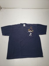 Vtg Warner Bros. Studio Store Black Embroidered Looney Tunes Tshirt W/Pocket Med