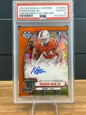 Topps Bowman University Chrome Rueben Bain Jr. Orange Refractor /25 Auto PSA 10 