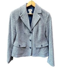 L. L. Bean Wool Silk Blend Tweed Blue Blazer- Size XS