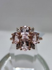 Gemporia 9ct Rose Gold Cherry Blossom Morganite & Diamond Ring Size L-M NWT