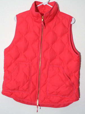 Women's Salmon Color, Full Zip, Polyester/Down Vest by J. Crew-Size Large