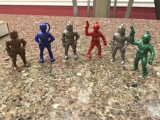 6 Vintage Ajax Archer Plastic Spacemen 1950s