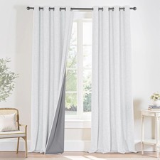 PONY DANCE White 100 Blackout Linen Curtains for Bedroom 84 Inches Long, Therma