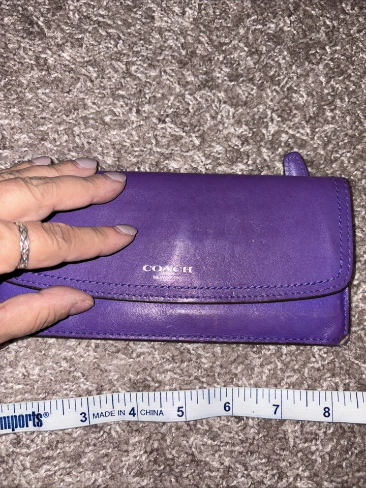 ТРЕНЕР винтажный фиолетовый кожаный тонкий конверт бумажник подлинный - Изображение 3 из 4