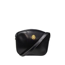 Celine Vintage Shiny Black Leather Crossbody ...