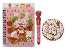 Retro Strawberry Shortcake Tab Journal, 10-Ink Pen  Vinyl Sticker Pack Set