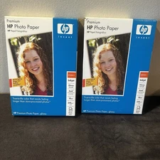 2 HP Premium Glossy Inkjet Photo Paper 4 x 6" - 60 Sheets Per Box Sealed NEW