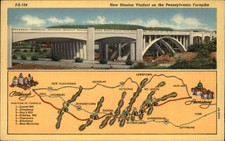 New Stanton Viaduct Pennsylvania Turnpike Map vintage postcard v742