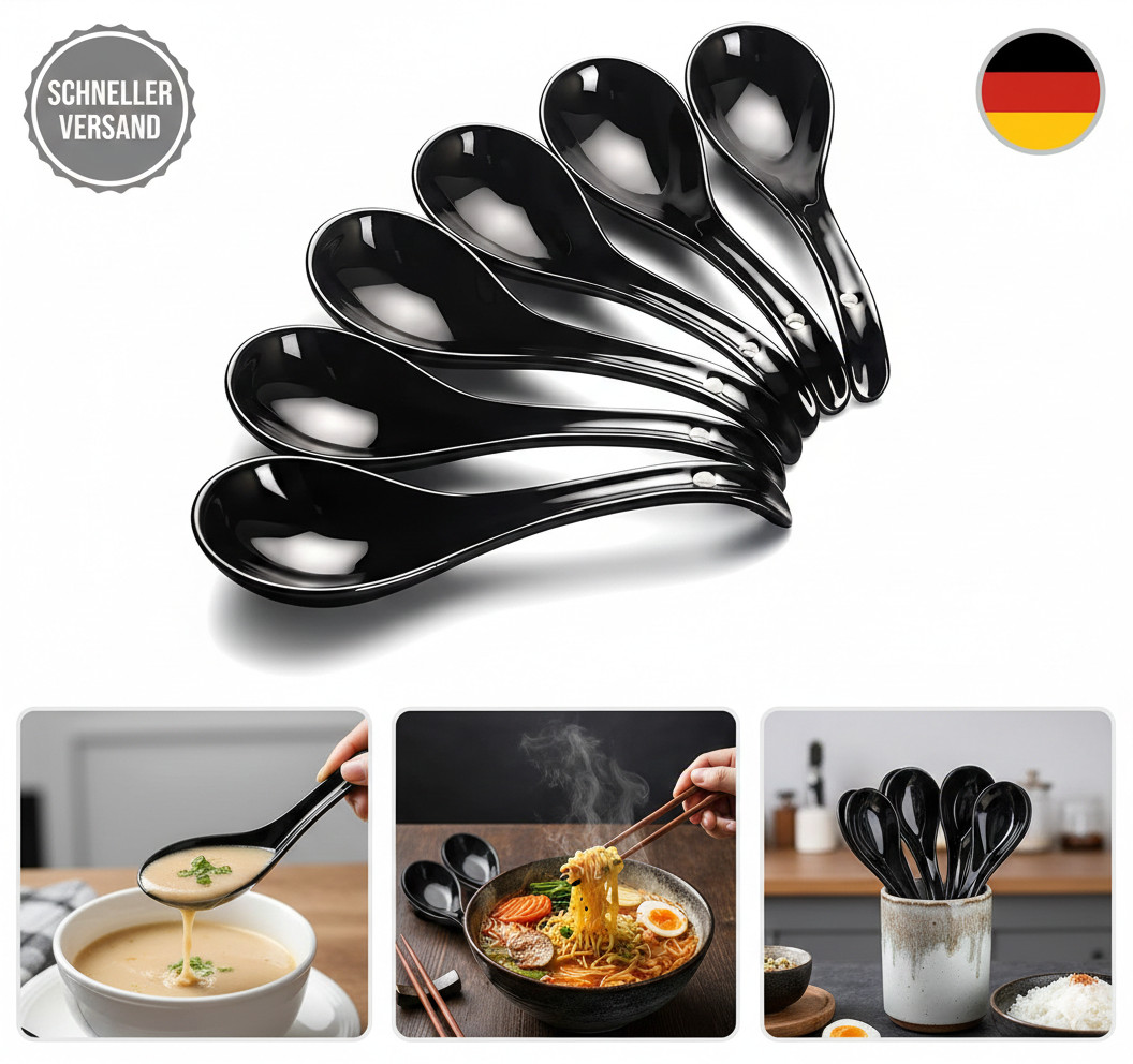 AOOSY Asiatische Suppenlöffel, 6er Set, 6.75-inch keramische chinesische Suppenl
