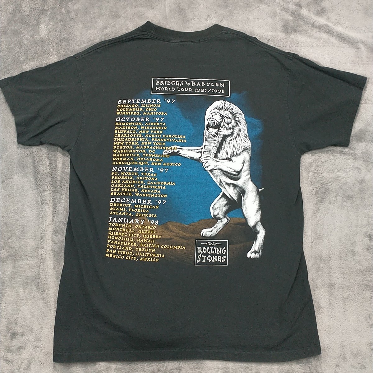 90s The Rolling Stones 1997 Tour Tシャツ M Vintage 1997-98 Rolling Stones Bridges to Babylon Tour T-Shirt XL