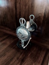 VINTAGE HANDMADE OVERLAY STERLING SILVER 4" HUGE CONCHO SHOW BIT MARKED GARCIA