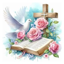 SJUTOUCI Cross Diamond Art Kits for Adults, 12x12 inches, flower cross