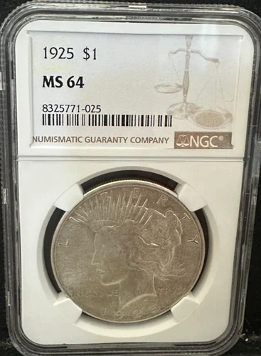 1925 Philadelphia Peace Silver Dollar $1 NGC MS64