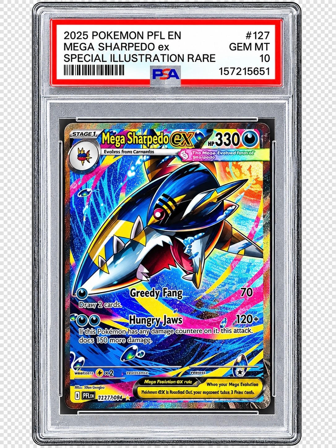2025 Pokemon PFL EN Mega Sharpedo Ex PSA 10
