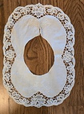 Square vintage Collar 1 White Tape Lace Button Back