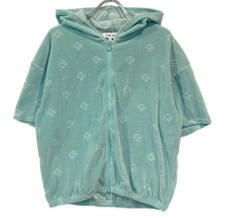 Felpa con cappuccio Christian Dior velluto zip manica corta logo CD monogramma blu adatta US S