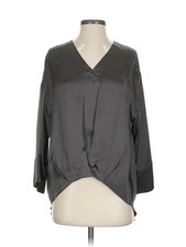 Jarbo Women Gray 3/4 Sleeve Silk Top S