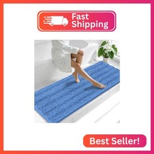 Smiry Thick Chenille Bathroom Runner Rugs 70x24, Bath Mat, Cornflower Blue