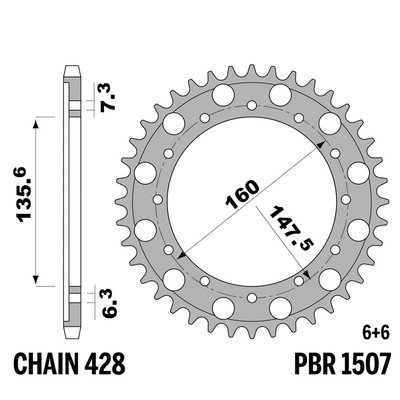 FANTIC MOTOR CLUBMAN 50 1993-1997 Krone PBR Schritt 428 53 Zähne Eisen