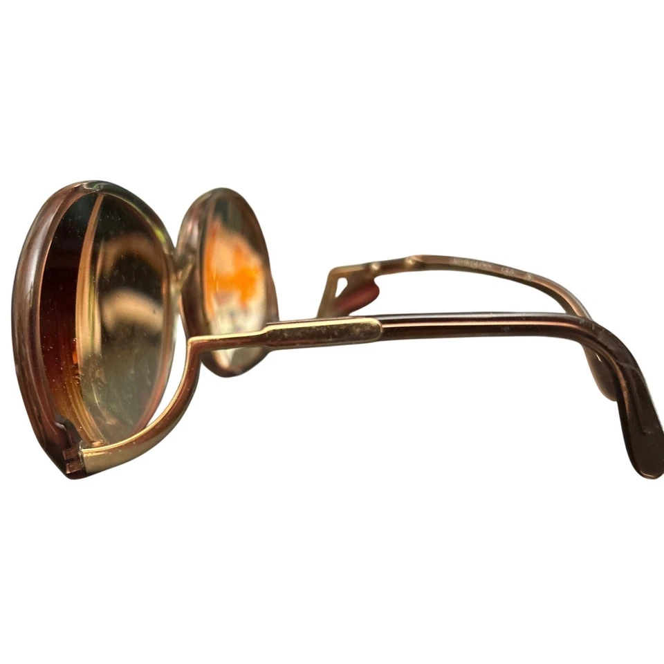Luxottica Vintage Oversized Round Sunglasses Brown Gradient Made in Italy 130 - Image 4 of 4