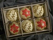 Handbemalte Glaskugeln 6er Pack Christbaumschmuck 80 mm 8 cm