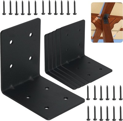 6-Pack 4x4x3-1/8 Heavy Duty Steel Corner Bracket, L Right Angle Bracket, Thic...