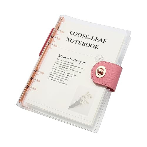 Clear A5 Refillable Notebook Binder with 90 Sheets Lined Paper Rose Gold 6 - Picture 1 of 6