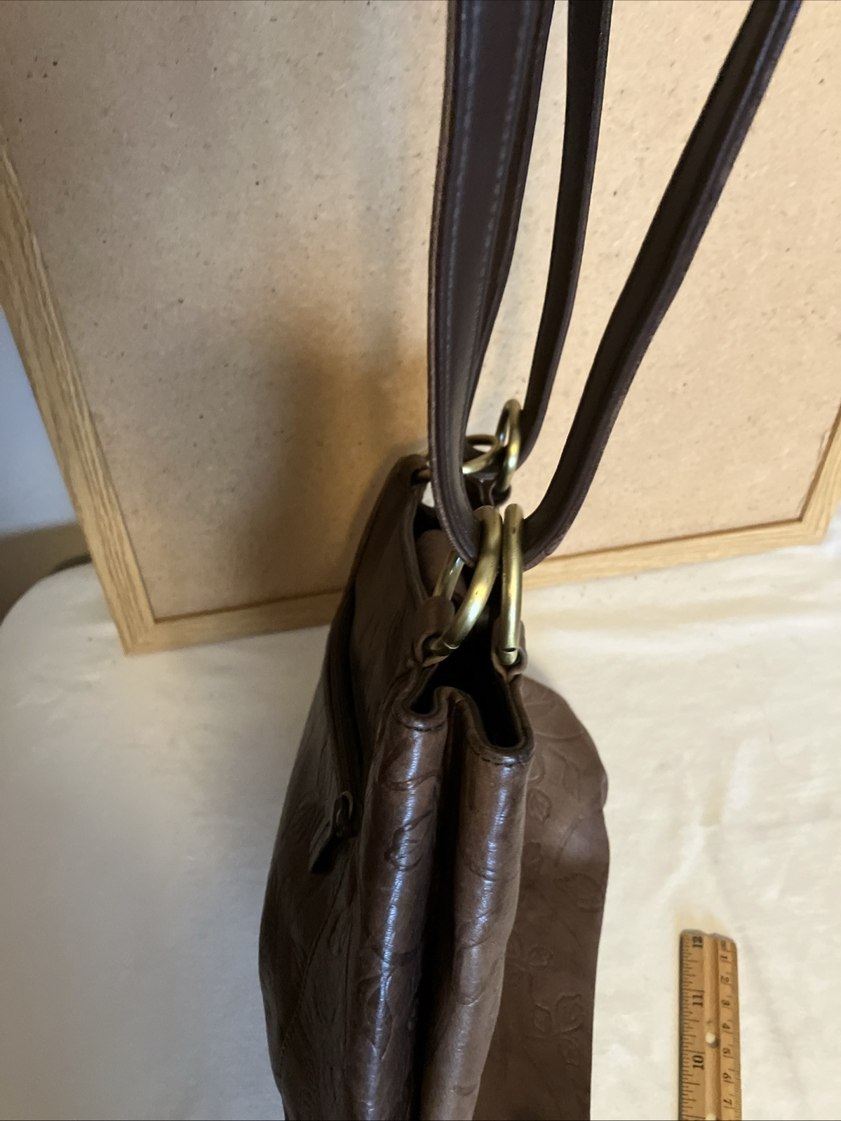 Relativity Brown Embossed Leather Double Shoulder… - image 18