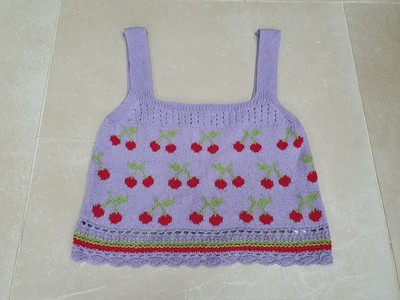ZARA Flieder Cropped Strick Tank Top Gr. M 10 Neu Kirschmuster