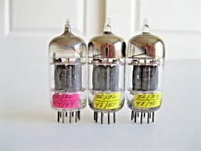 3 RCA/GE 5751/12AX7A AUDIO VACUUM TUBE BLACK PLATE D GETTER 3 MICA TV-7  TESTED.