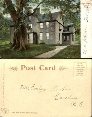 Olcott House home Concord Massachusetts MA dated 1907 vintage postcard