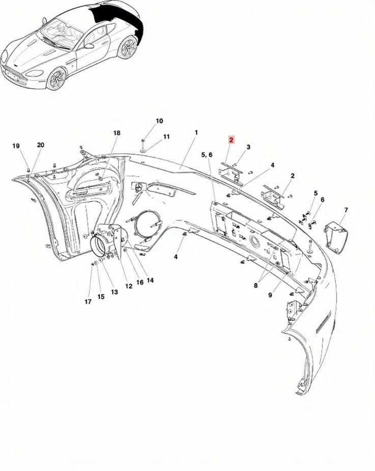 06-16 ASTON MARTIN V8 VANTAGE REAR LEFT RIGHT BUMPER MOUNT SUPPORT BRACKET OEM