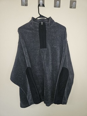 Element Men's Gray Fleece Pullover Sweater Mock Neck Zip Logo Elbow Patch Size L