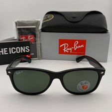 Ray-Ban New Wayfarer Sunglasses RB2132 901/58 Gloss Black Polarized 55mm NEW