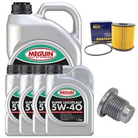 MotoröL Filter Set 5W-40 Meguin 9 Liter + Schraube FüR Opel Movano 2.2 Dti X70