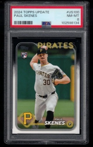 2024 Topps Update Series #US100 - Paul Skenes White Uniform (RC), PSA 8 (NM/MT)