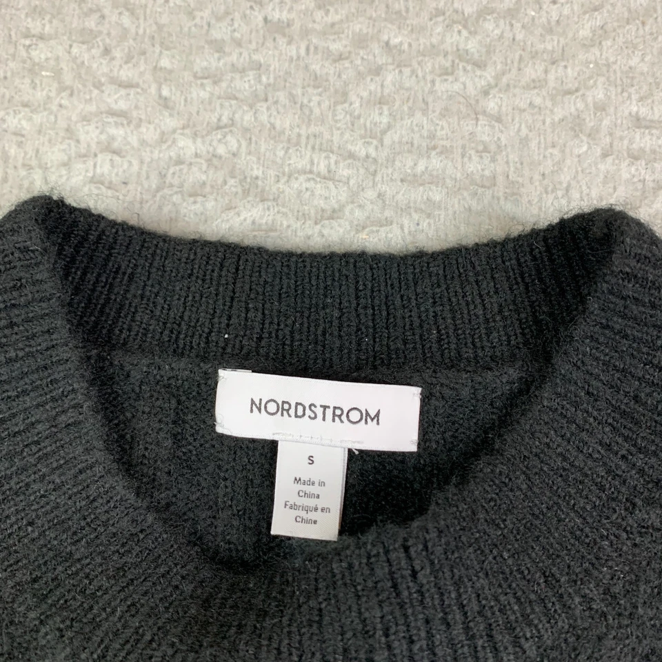 Nordstrom Sweater Dress Womens S Black Cable Knit Crew Neck Long Sleeve - Image 3 of 4