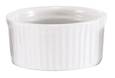Browne Foodservice 564022W 9 oz. White Porcelain Rammekin - Ribbed