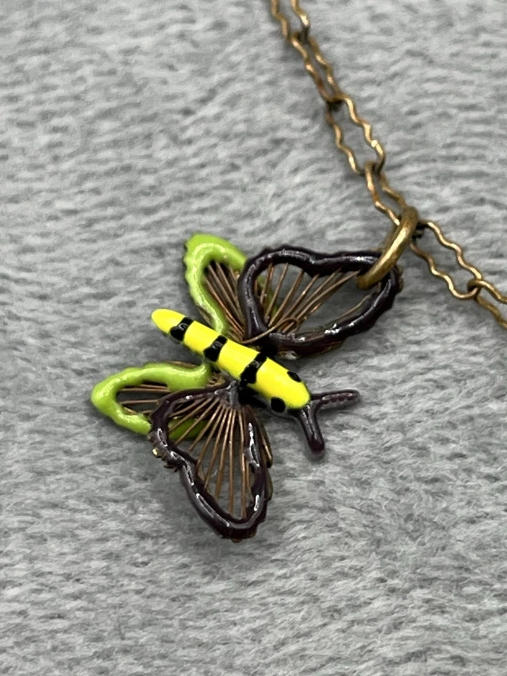 "Collar JANNY Michal Negrin Estilo Cristal Floral Mariposa Gota Dije 16""" Foto 4 de 4